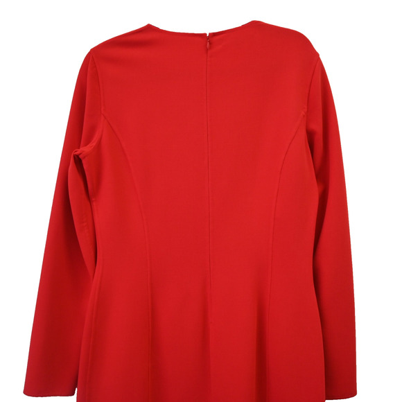 Michael Kors Shirt Dress Size 14 Red Black Lace Detail Long Sleeve Virgin Wool - Picture 6 of 12